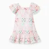 Cotton dress with a tile pattern for baby girls, multicolour