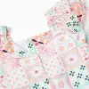 Cotton dress with a tile pattern for baby girls, multicolour