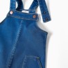 Denim pinafore dress with front pockets for baby girls, blue