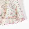 Cotton dress with floral pattern and ruffles for baby girls, light beige