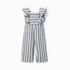 Striped cotton and linen jumpsuit You&Me for baby girls, white/blue