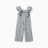 Striped cotton and linen jumpsuit You&Me for baby girls, white/blue