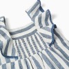 Striped cotton and linen jumpsuit You&Me for baby girls, white/blue