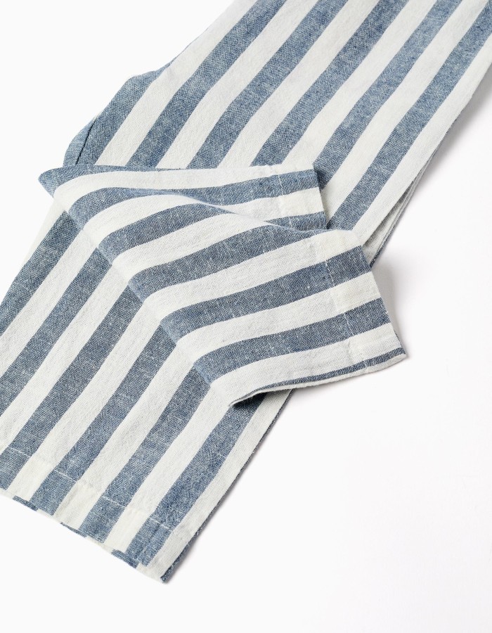 Striped cotton and linen jumpsuit You&Me for baby girls, white/blue