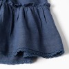 Dress in cotton and linen with ruffled sleeves You&Me for baby girls, blue