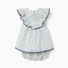 Cotton dress + bloomers with floral motif You&Me for baby girls, white