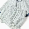 Cotton dress + bloomers with floral motif You&Me for baby girls, white