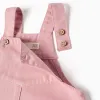Twill pinafore dress with ruffled hem for baby girls, pink