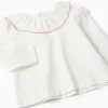T-shirt and corduroy pinafore dress set for baby girls, white/beige