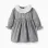 Cotton gingham dress with floral print for baby girls, white/navy blue