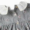 Cotton gingham dress with floral print for baby girls, white/navy blue
