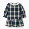 Checked cotton dress with ruffles B&S for baby girls, blue/green/beige