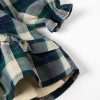 Checked cotton dress with ruffles B&S for baby girls, blue/green/beige