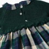 Dual-fabric checked dress B&S for newborn girls, blue/green/beige