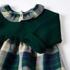 Dual-fabric checked dress B&S for newborn girls, blue/green/beige