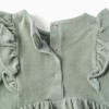 Long sleeve corduroy dress with ruffles for baby girls, light green