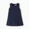 Sleeveless Roma knit dress for baby girls, navy blue