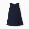 Sleeveless Roma knit dress for baby girls, navy blue