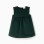 Corduroy pinafore dress with ruffles for baby girls, dark green