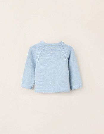 Cotton Cardigan for Newborns, Light Blue