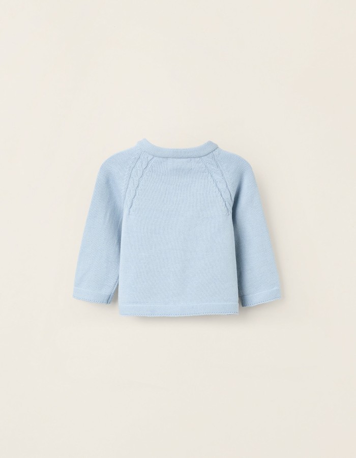 Cotton Cardigan for Newborns, Light Blue