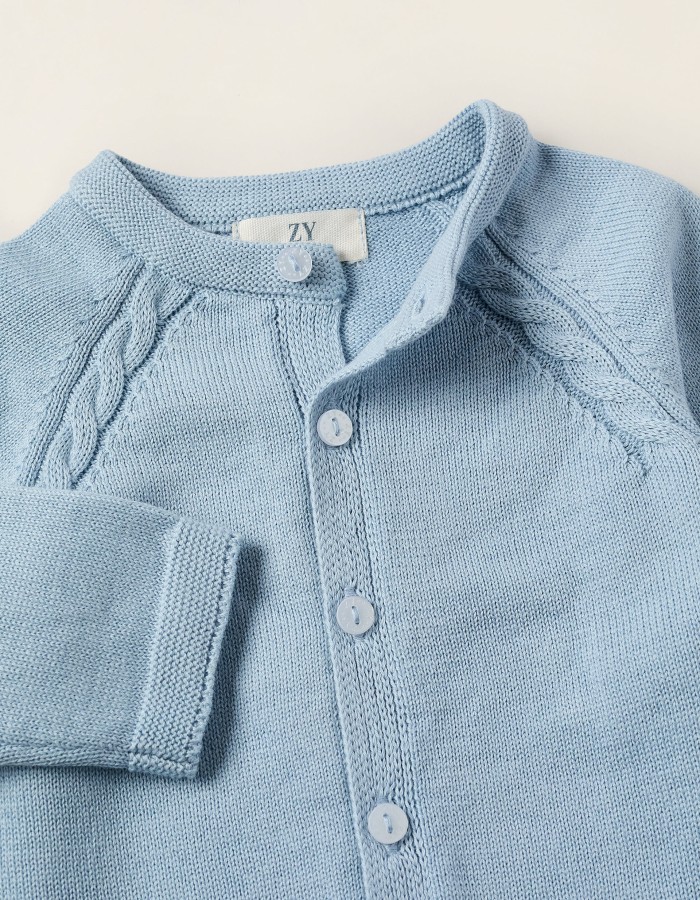 Cotton Cardigan for Newborns, Light Blue