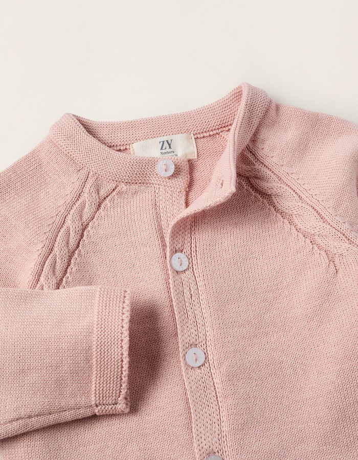 Cotton Cardigan for Newborn Girls, Pink