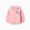 Brushed hooded jacket with chest print for baby girls, pink
