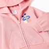 Brushed hooded jacket with chest print for baby girls, pink