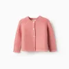 Knitted cardigan with cable details for baby girls, pink