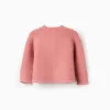 Knitted cardigan with cable details for baby girls, pink