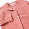 Knitted cardigan with cable details for baby girls, pink