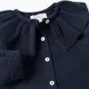Knit cardigan with ruffled maxi collar for baby girls, dark blue