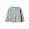 Cardigan with embroidery and ruffles B&S for baby girls, light green