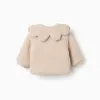 Padded sherpa jacket with maxi collar for baby girls, white