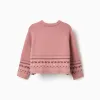 Knitted cardigan with jacquard pattern for baby girls, dusty pink