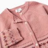 Knitted cardigan with jacquard pattern for baby girls, dusty pink