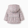 Floral puffer jacket with hood and plush lining for baby girls, beige