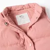 Puffer vest with polar fleece lining and ruffles for baby girls, pink