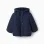 Hooded puffer jacket with polar fleece lining for baby girls, navy blue