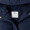Hooded puffer jacket with polar fleece lining for baby girls, navy blue