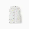 Hooded puffer vest with hearts and dots pattern for baby girls, white