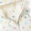 Hooded puffer vest with hearts and dots pattern for baby girls, white