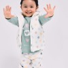 Hooded puffer vest with hearts and dots pattern for baby girls, white