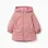 Padded rubber parka with hood and pockets for baby girls, pink