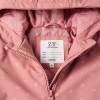 Padded rubber parka with hood and pockets for baby girls, pink
