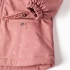Padded rubber parka with hood and pockets for baby girls, pink