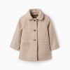 Wool effect coat with lining B&S for baby girls, beige