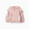 Hooded brushed jacket with The Aristocats prints for baby girls, pink