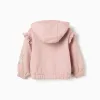 Hooded brushed jacket with The Aristocats prints for baby girls, pink